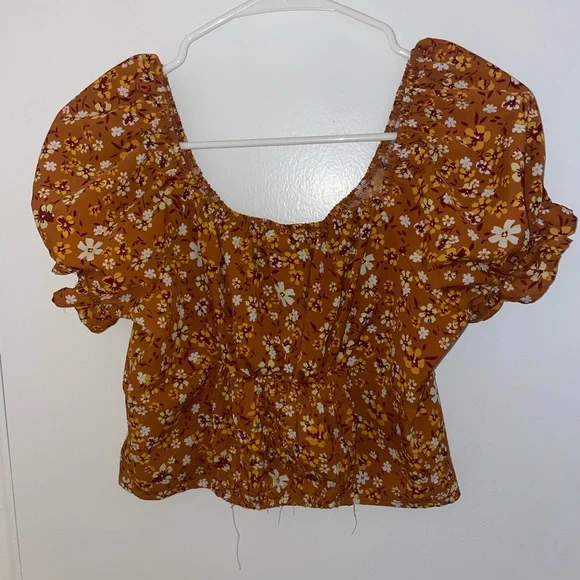 T.J.Maxx Floral Puff Sleeve Blouse - Brown - Picture 5 of 5
